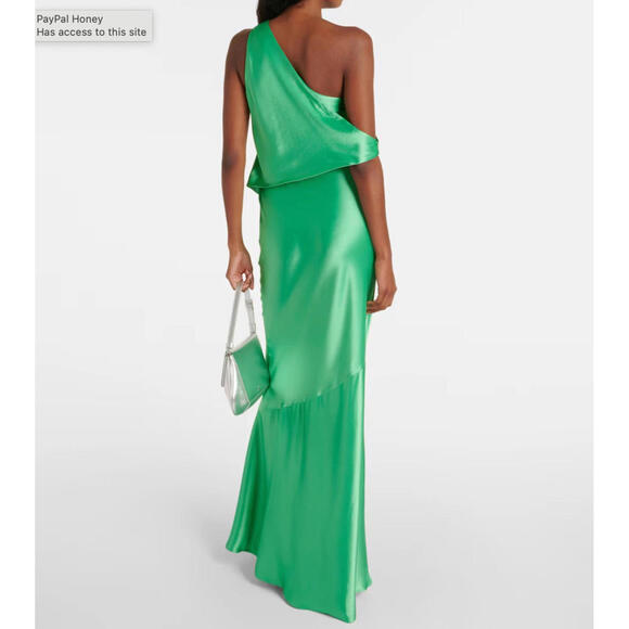 NWT Staud Naomi Dress Seaweed Green Satin Designer Maxi 4 Small - Picture 8 of 12